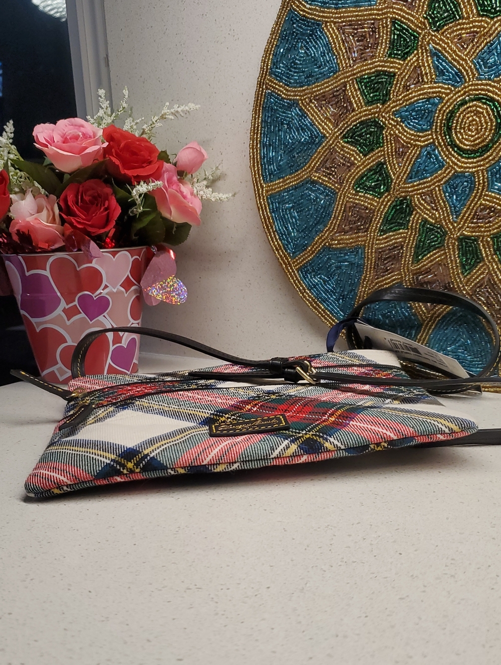 Dooney & Bourke Plaid Crossbody in Red, Black, White, Blue & Green Crossbody Bag - Picture 5 of 8
